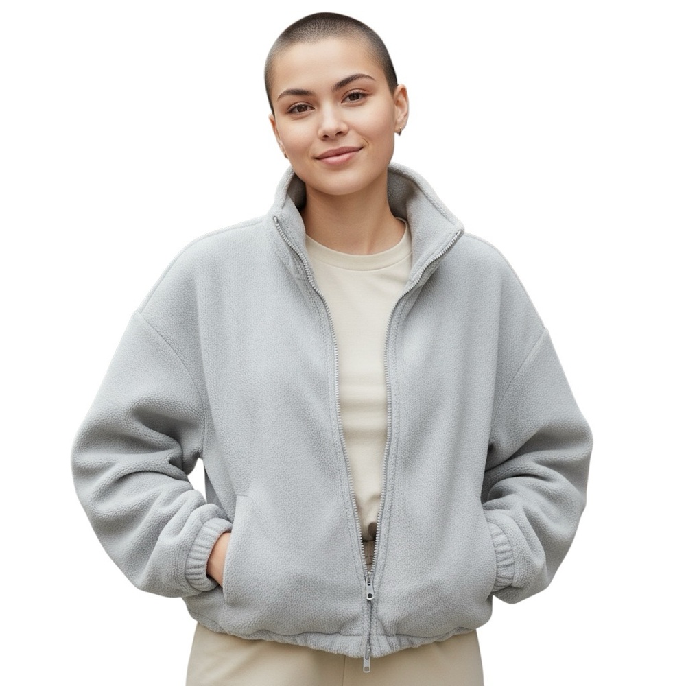 Automet - EC - Women's Cozy Gray Teddy Jacket